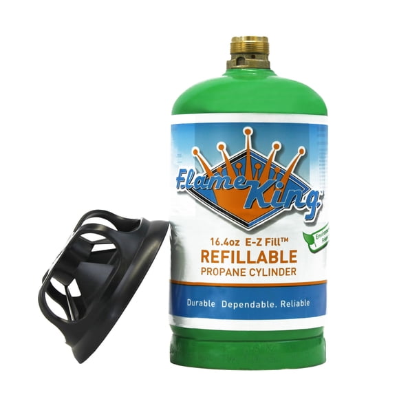 Tanque cilíndrico de propano Flame King, recargable, 1 libra, verde