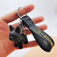 thumbnail image 2 of LLavero de perro de moda de Bulldog Francés, llavero de cuero PU para mujer, bolso, abalorio, baratija para hombres, llavero de coche, regalo de joyería, 2 of 4