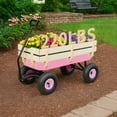 thumbnail image 6 of Ktaxon Steel & Wood Garden Cart with Wooden Railings, 330lb Heavy Duty Utility Wagon, Pink, 6 of 8