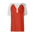 thumbnail image 4 of Yigetop Short Sleeve Henley Shirts for Women, Womens Fashion Short Sleeve Tops Basic Tunic T Shirts Casual Button Down Half Sleeve Blouses Tshirts Shirts for Women orange M, 4 of 5