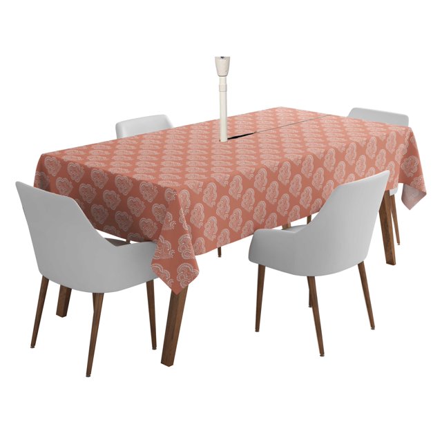 Vargottam Indoor/OutdoorTablecloth58x102 Inch RectangleTablecloth with Umbrella Hole and Zip- Waterproof PatioTableCloths- TableCovers for Backyard RectangularTable- Peach3