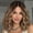Auburn Brown Mixed with Light Blonde, variant on 14 Inch Brown Highlight Wavy Synthetic Lace Wig for Women, Pre-Cut T-Lace, Shoulder Length