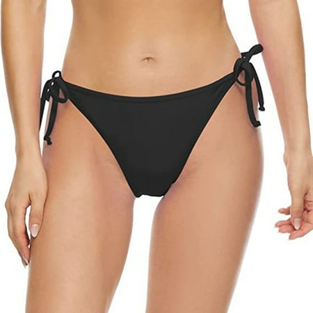 TMOYZQ Women s Tie Side Thong Bikini Bottom Sexy High Cut String Bikini Bottom Swimsuit Briefs Cheeky Brazilian Bathing Suits Swim Bottoms Summer Swimwear Beachwear