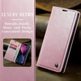 thumbnail image 2 of Leather Case for iPhone 15 Card Slot Folio Flip Wallet Case for iPhone 15 Premium PU Magnetic Kickstand Cover Soft TPU Inner Case Pink, 2 of 14