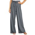 thumbnail image 2 of Sunloudy Pantalones casuales de pierna ancha para mujer, pantalones sueltos de longitud completa de cintura media atados de color sólido para damas, S / M / L / XL / XXL Sunloudy  S M L XL XXL, 2 of 7