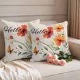thumbnail image 2 of Orange Red Floral Outdoor Waterproof Pillow Covers, Vintage Pastoral Botanical Butterfly Decorative Square Throw Pillowcase Sofa Cushion Sham for Patio/Couch/Chair, 24"x24" 2 Pack, 2 of 8