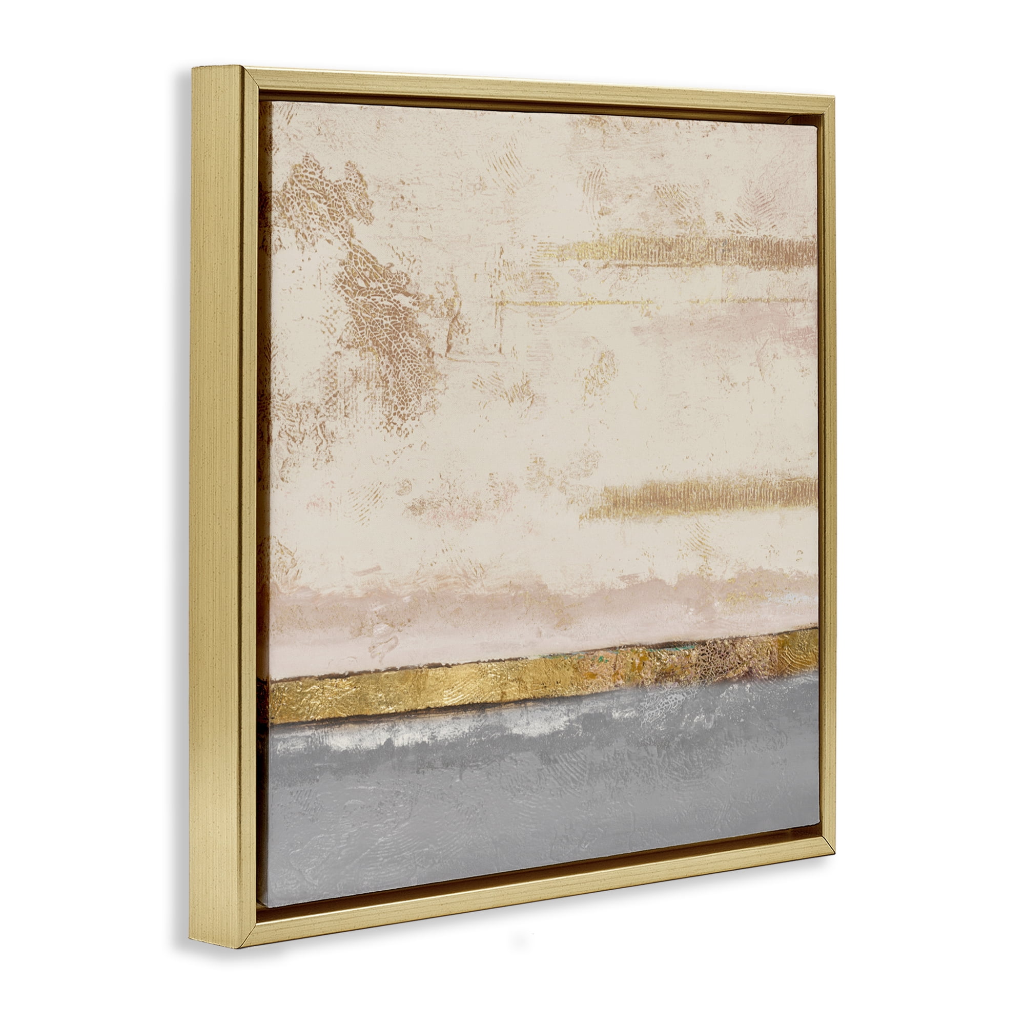 Stupell Industries Soft Sea Abstract Gold Framed Floater Canvas Wall Art, design by Patricia Pinto