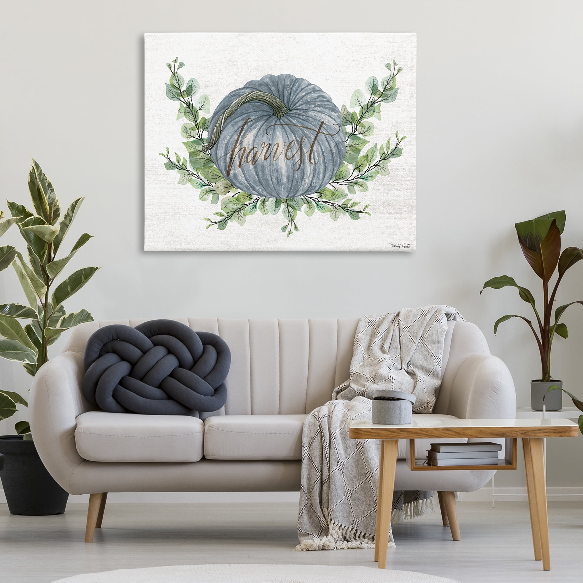 Stupell Industries Blue Harvest Pumpkin Food & Beverage Painting Gallery Wrapped Canvas Art Print Wall Art, 48 x 36