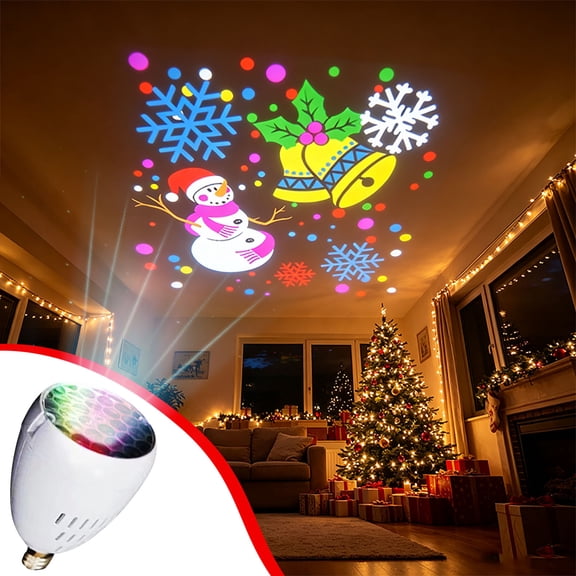 Christmas Projection Light Holiday Decor Lamp with Snowman Santa Tree Slides