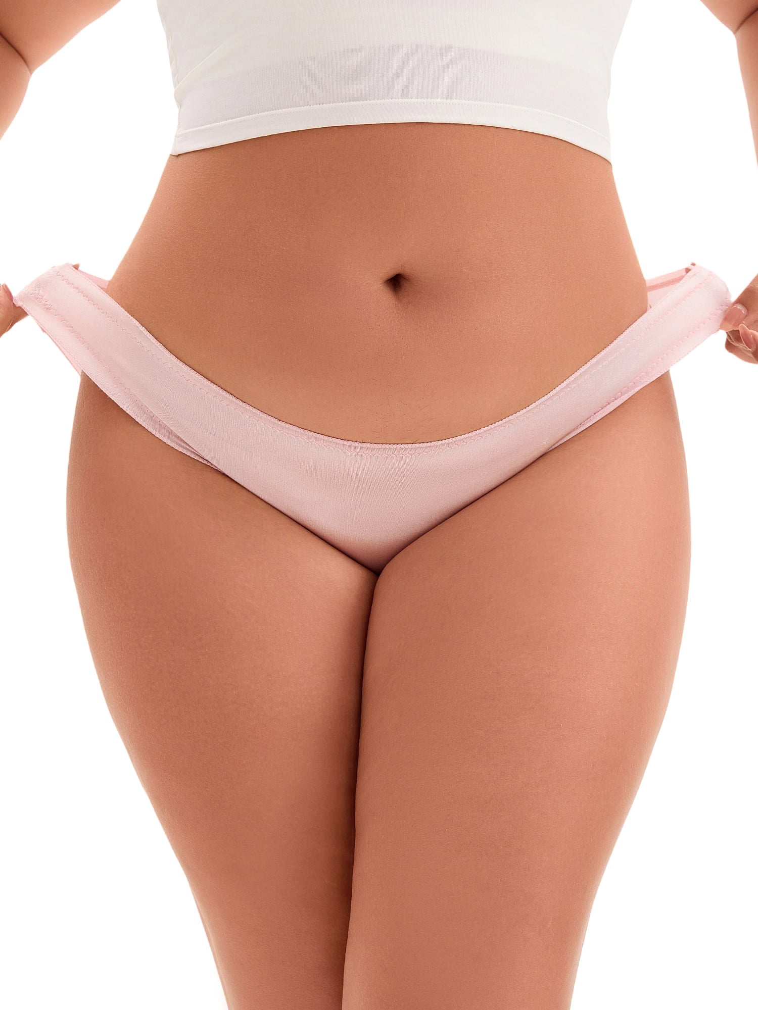 Unique Bargains Low Waist Frill Trim Satin Full Coverage Briefs XL Pink