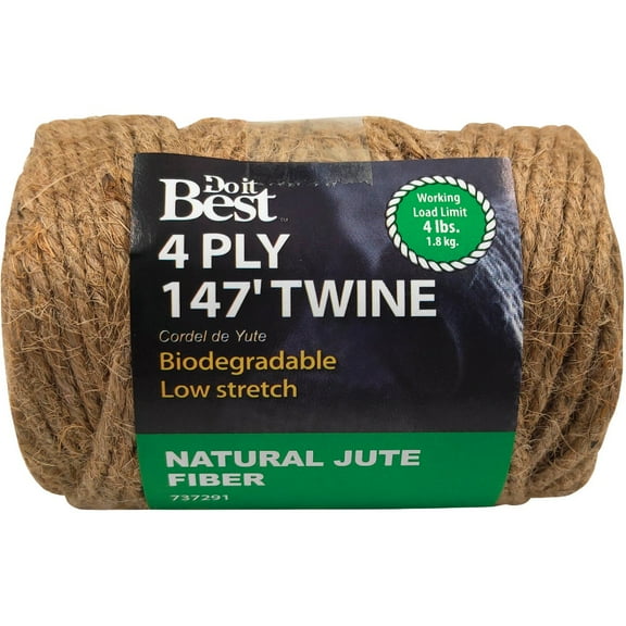 Huahf Jute Twine 4 Ply - 147 Ft - Natural String for Crafts, Gardening, Packing