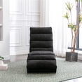 thumbnail image 2 of Modern Recliner Chaise Chair, Upholstered Linen Chaise Lounge Indoor Chair with Metal Legs and Side Pocket, Massage Long Lounger Lazy Sofa Chair with Backrest for Bedroom Living Room, Black, 2 of 7