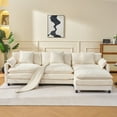 thumbnail image 4 of Newest 108" L-Shaped Chenille Sectional Sofa, Beige 3-Seat Modular Cloud Couch with Ottoman & Pillows for Living Room, 4 of 10