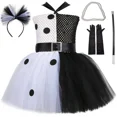 thumbnail image 4 of Vestido de tutú de Cruella de Vil para niñas, disfraz de bruja blanca y negra, disfraz de Halloween para niños, ropa elegante para fiesta de carnaval, 4 of 5