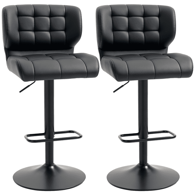 HOMCOM Tabourets de Bar Réglables Ensemble de 2 avec Repose-Pieds Dossier pour Salle à Manger