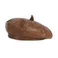 thumbnail image 3 of Gorro de para mujer, gorro clásico informal de piel sintética suave francés, gorro de moda Marrón Yuyangstore Sombrero de boina de mujer, 3 of 8