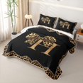 thumbnail image 3 of Erosebridal Fashion Letter H Monogrammed Bed Spread Queen For Cheetah Lover,Brown Leopard Print Cute BowknotQueen Coverlet Set For Girls Women,3pcs, 3 of 7