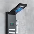 thumbnail image 2 of Black Shower Panel Tower Bath Column with LED Waterfall Head LED Body Jet System Hand Shower Spout Temperature Display Wall Mounted Unit, 2 of 10