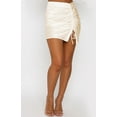 thumbnail image 2 of Wenseny Women’s Satin Split Short Pencil Skirts Side Drawstring Ruched Skirt Ivory XL, 2 of 7