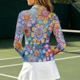 thumbnail image 4 of Bibifish Womens Tees Stand Collar Half Zip Mandala Print Long Sleeve Sporty Tops Athletic Breathable Stretch Shirts, 4 of 6