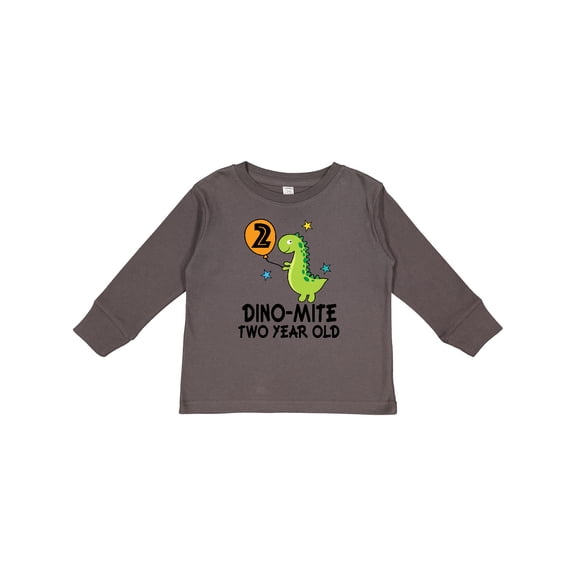 Inktastic 2nd Birthday Dinosaur Party Two Year Old Boys Long Sleeve Toddler T-Shirt