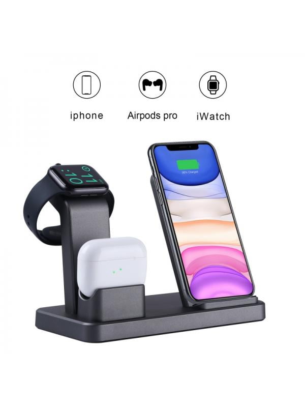 3 in 1 Wireless Qi Fast Charger Dock Stand for AirPods \u0026 Apple watch and  iPhone - Walmart.com