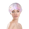 thumbnail image 3 of YFYANG Women's Double Waterproof Shower Cap, Dream Pink Flowers Reusable Hair Cap for All Hair Styles and Head Sizes, 3 of 9