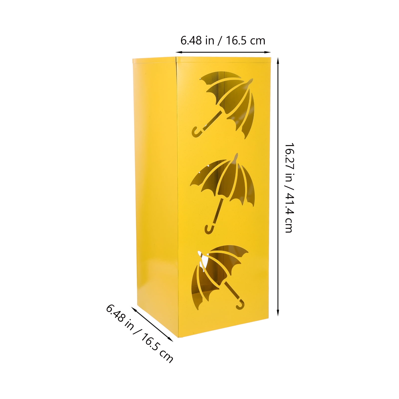 Toyvian Yellow Metal Umbrella Stand with Heavy-Duty Base, Indoor Iron Umbrella Holder Organizer for Home and Office Spaces