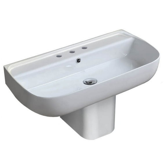Nameeks CeraStyle 078700U-S-PED-Three Hole Aqua 29-5/8" Rectangular Ceramic Wall Mount /