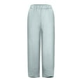 thumbnail image 4 of Capri Pants for Women, Casual Pants Plus Size Summer High Waist Cotton Loose Long Straight Pants Mint Green M, 4 of 5
