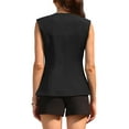 thumbnail image 3 of INSPIRE CHIC Women's Summer Suit Vest Top Sleeveless Crew Neck Button Down Business Casual Waistcoat S Black, 3 of 5