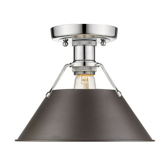 Yep by Golden Lighting Orwell 1-light Flush Mount in Chrome and Rubbed Bronze shade