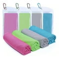 thumbnail image 1 of Paquete de 4 toallas refrescantes (101,6 x 30,5 cm), ideales para deportes de hielo, para el cuello, suaves, transpirables y de microfibra para gimnasio, entrenamiento, fitness y yoga. Azul cielo,, 1 of 6