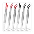 thumbnail image 1 of Ensemble de 6 Pinces en Acier Inoxydable avec Embouts en Caoutchouc, Pinces à Embout Plat Enduit de PVC, Pinces Courbées et Petites Pinces à Coude, 1 of 6