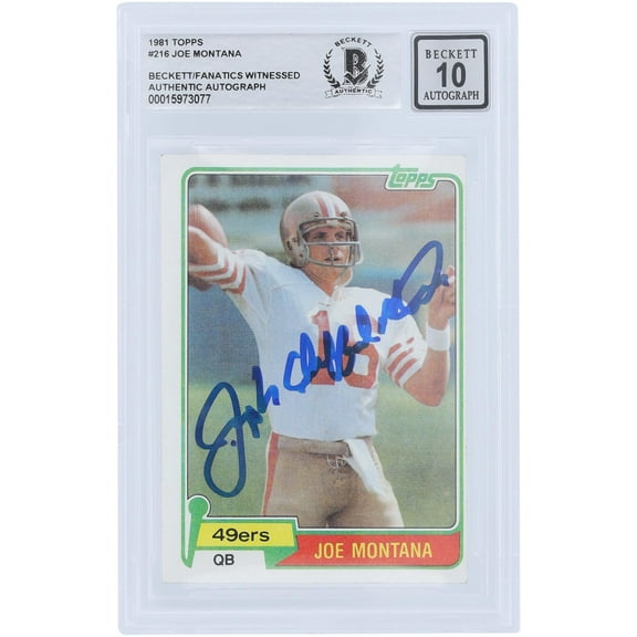 Joe Montana San Francisco 49ers Autographed 1980 Topps Series 1 Full Name Signature #216 Beckett Fanatics Witnessed Authenticated 10 Rookie Card - Fanatics Authentic Certified