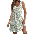 thumbnail image 2 of Jesvior Dresses for Women Beach Vacation Clothes V Neck Sleeveless Loose Flowy Floral Print A-Line Dress Casual Short Sundress with Pockets, 2 of 7