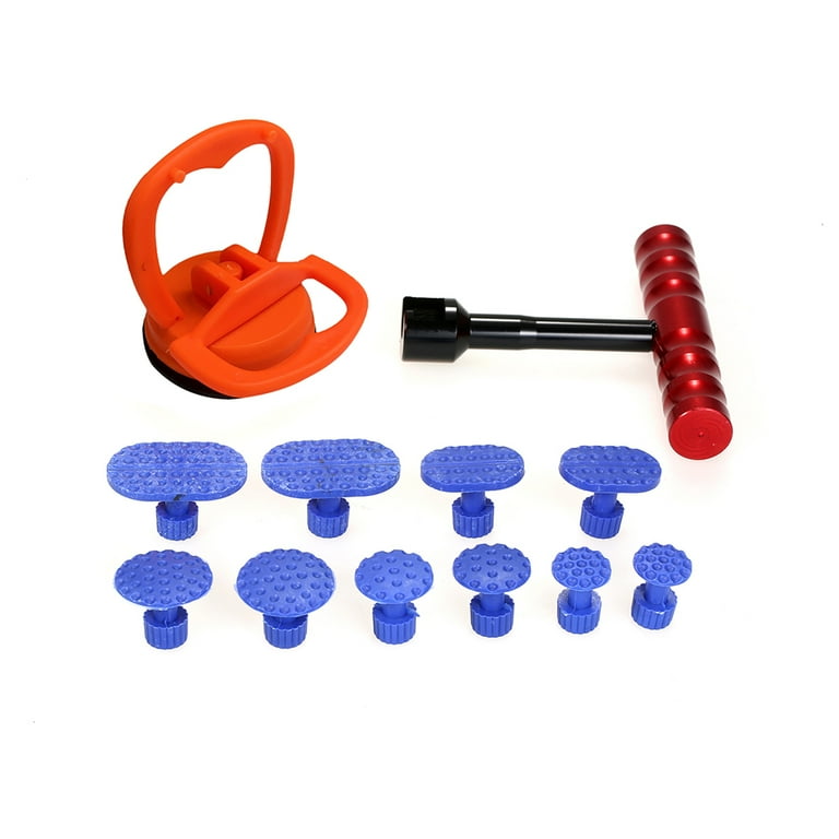 Paintless Dent Tools Kit 1Pcs Red Dent Puller Removal Tool with 10Pcs Glue Tabs and 1Pcs Glass Lifter Car Suction Cup Vacuum Glass Lifter