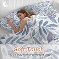 thumbnail image 4 of 3 Piece Blue Leaf Duvet Cover Set Queen Size,Microfiber Comforter/Quilt Cover with Corner Ties and 2 Pillowcases,Watercolor Pastoral Purple Plant Fall Fruit All Season Bedding with Zipper Closure, 4 of 8