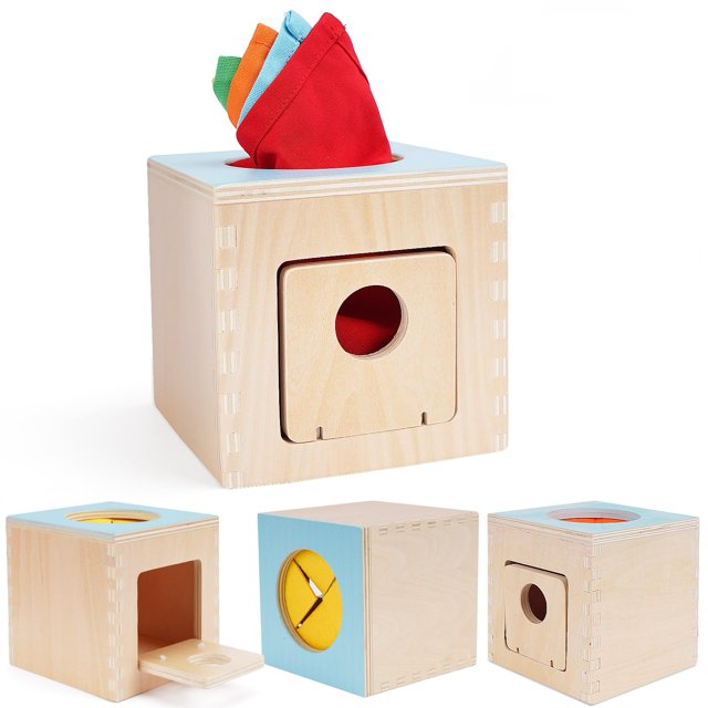 Caja de pañuelos para bebés FCSONU para niños pequeños Montessori de 0 a 1 año