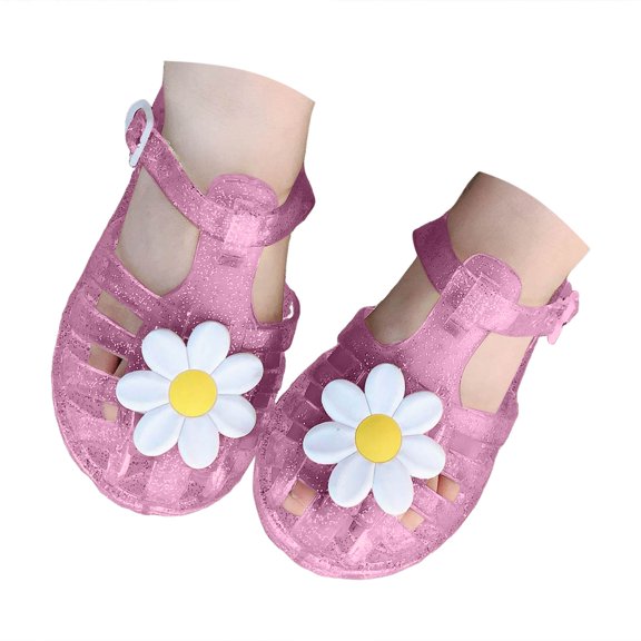 Nwiuh Jelly Sandals for Girls,Closed Toe Princess Summer Dress Shoes Fisherman Gladiator Water Beach Flat Sandals for Toddler/Little Kid/Big Kid(Red, 13.5)