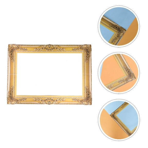 BESTYASH 1Set Vintage Golden Party Frame Photo Prop DIY Paper Picture Cutout for Photography