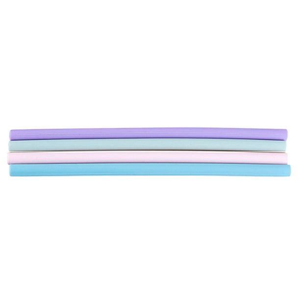 unbranded 4Ud De Pajillas Reutilizables De Silicona Curvadas Para Bebidas Multicolor Suaves Y Plegables
