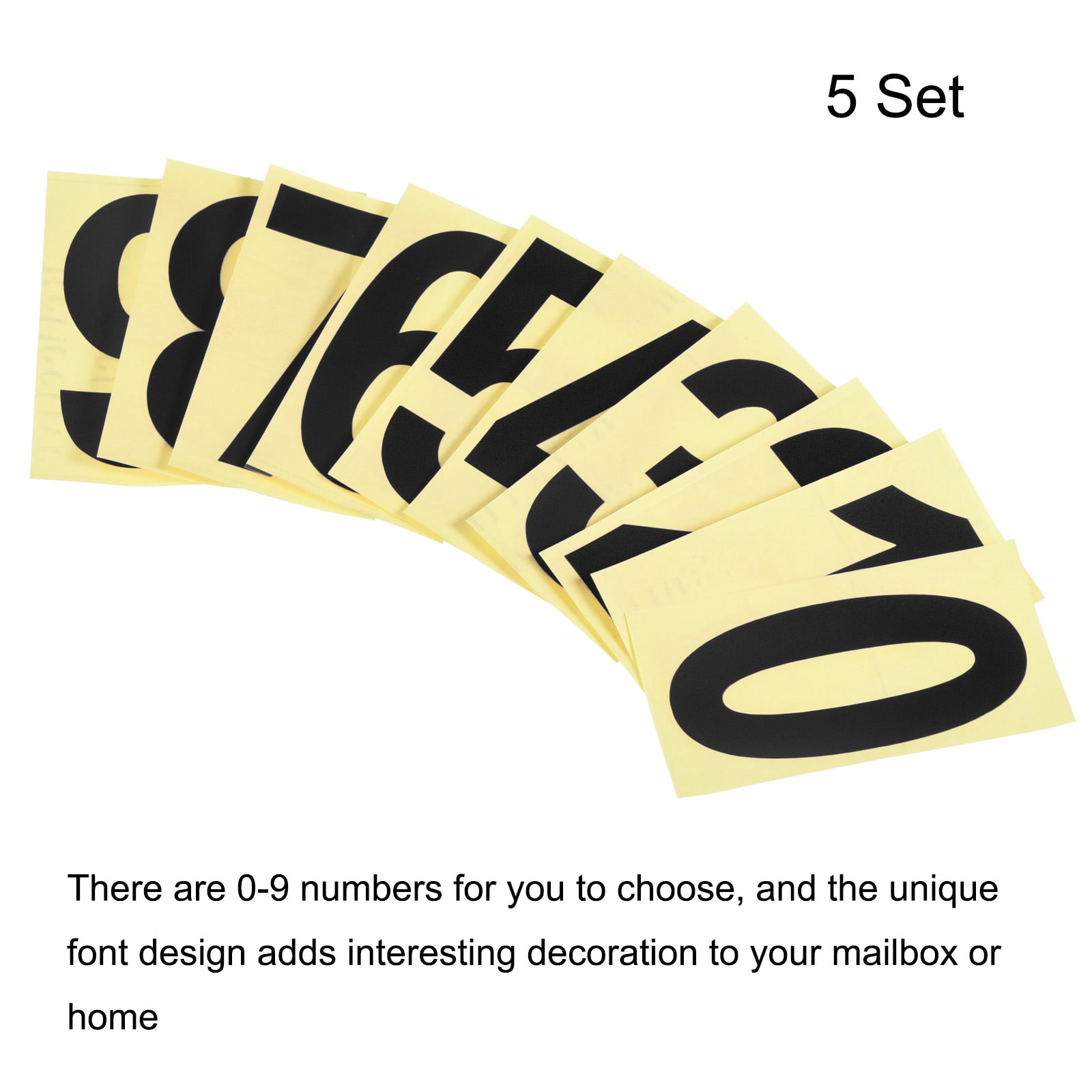 Unique Bargains Reflective Mailbox Numbers Sticker 0-9 Adhesive Number 3.27 Inch Black 5 Set