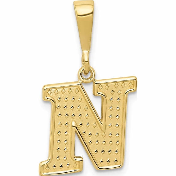10K Yellow Gold 10Ky Initial N Pendant Made In United States -Jewelry By Sweet Pea