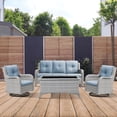 thumbnail image 2 of PARKWELL 4 Pieces Outdoor Patio Furniture Set Wicker Rattan Swivel Glider Chairs Cushioned Sofa Coffee Table All-Weather Conversation Sectional with Anti-Slip Cushions for Balcony, 2 of 8