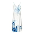 thumbnail image 5 of Cagogo Ladies Summer Flowy Swing A Line Maxi Long Floral Sundress Beach Party Dress Casual Spaghetti Straps Sleeveless V Neck Sexy Going Out White Formal Dresses, 5 of 5