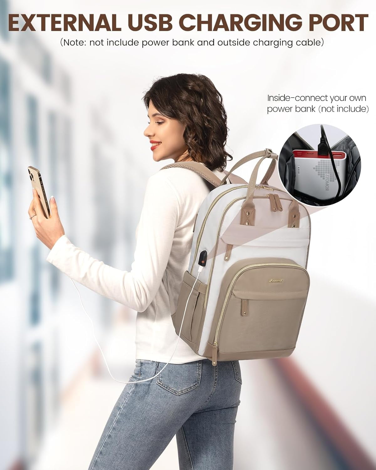 Lovevook Backpack Purses for Women, 15.6 Inch Laptop Backpack College Computer Bag, Multi-Functional Travel Work Bag Teacher Nurse Bag with USB Charging Port