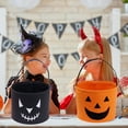 thumbnail image 7 of Halloween Storage Bucket, Pumpkin Candy Container, Orange Non-Woven Fabric Trick or Treat Bag, Durable Reinforced Stitching, 20x20x18cm Multifunctional Storage Organizer, 7 of 7