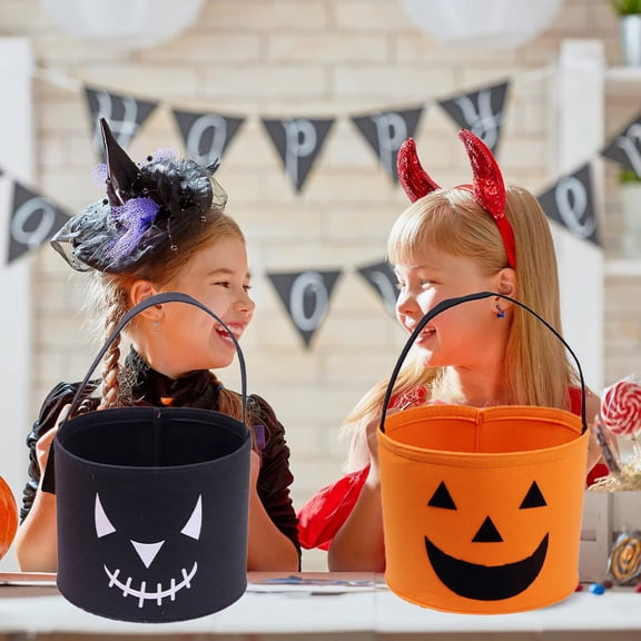 Boovnll Halloween Bucket Basket Bags, Horror & Novelty Felts Trick or Treat Bags, Halloween Candy Bags Treat Bags for Kids, Halloween Basket, Halloween Treat Bags, Halloween Bags