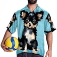 thumbnail image 4 of Pixel Dog Men's Short Sleeve Button Down Casual Poplin Shirts for Summer Beach, Printed Design - Unisex, 4 of 6